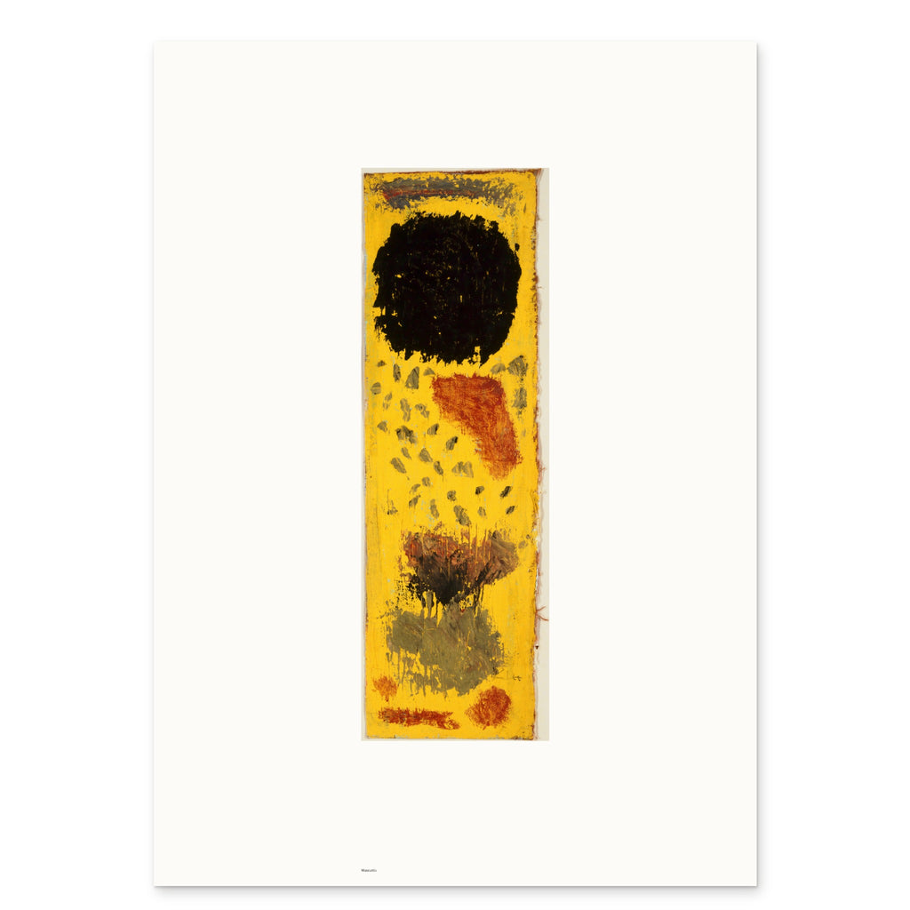 The 50 × 70 cm sheet as printed: Klee's Schwarz, noch am Ort enlarged 1.52×, 15.60 × 47.52 cm on white paper, 17.2 cm margins at the sides
