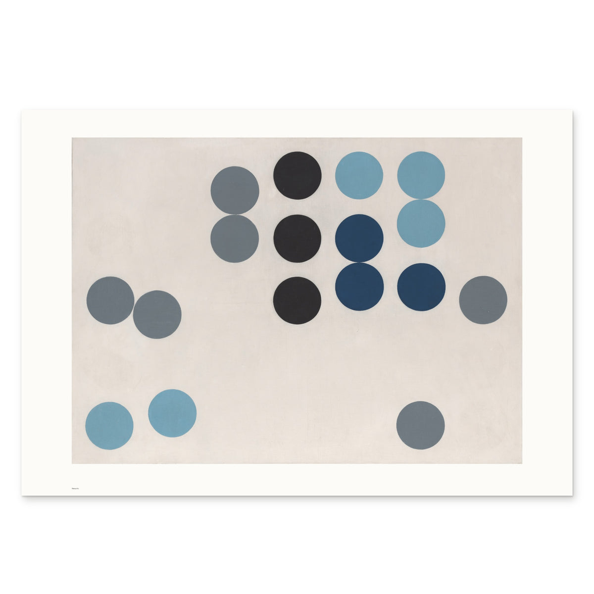 The 100 × 70 cm sheet as printed: Taeuber-Arp's Animated Circle Picture 81.75 × 59.22 cm on white paper, 9.1 cm margins at the sides