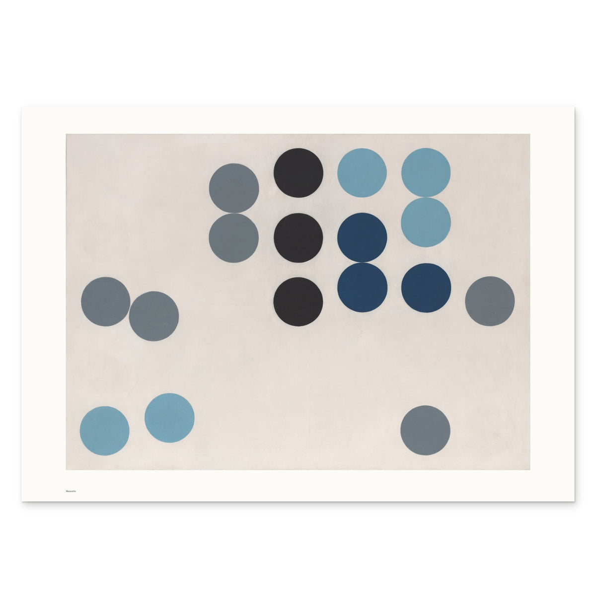 The 70 × 50 cm sheet as printed: Taeuber-Arp's Animated Circle Picture 58.80 × 42.60 cm on white paper, 5.6 cm margins at the sides