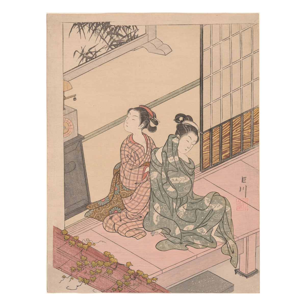 Suzuki Harunobu, The Evening Bell of the Clock, c. 1766 — colour woodblock print, Art Institute of Chicago