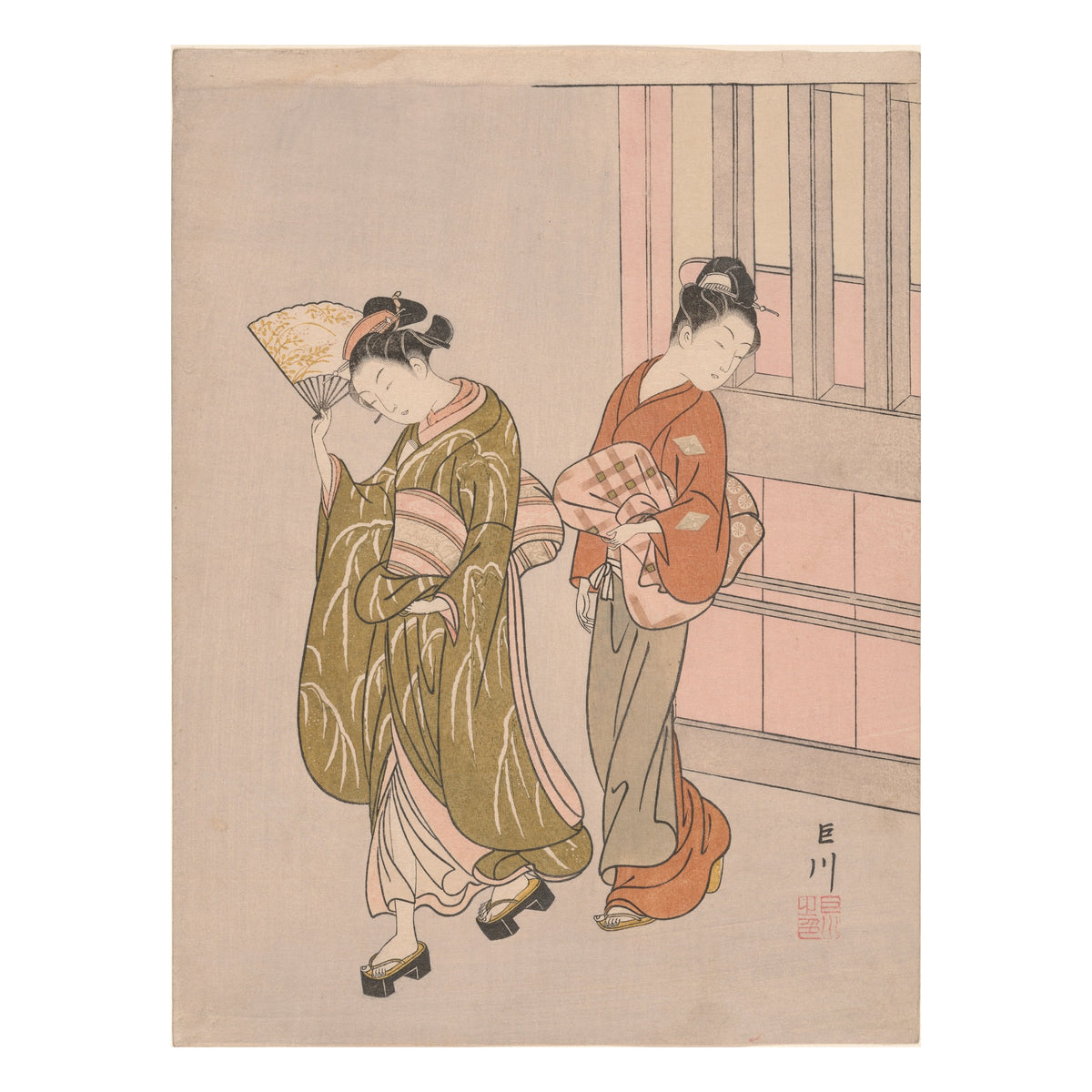 Suzuki Harunobu, A Folding Fan: Clear Day, 1765 — colour woodblock print, Art Institute of Chicago