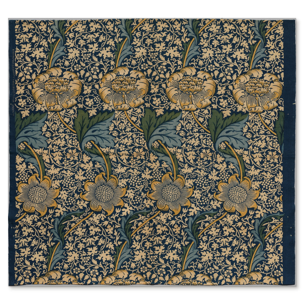 William Morris, Kennet, 1883 — the printed cotton length with its cut and fraying edges