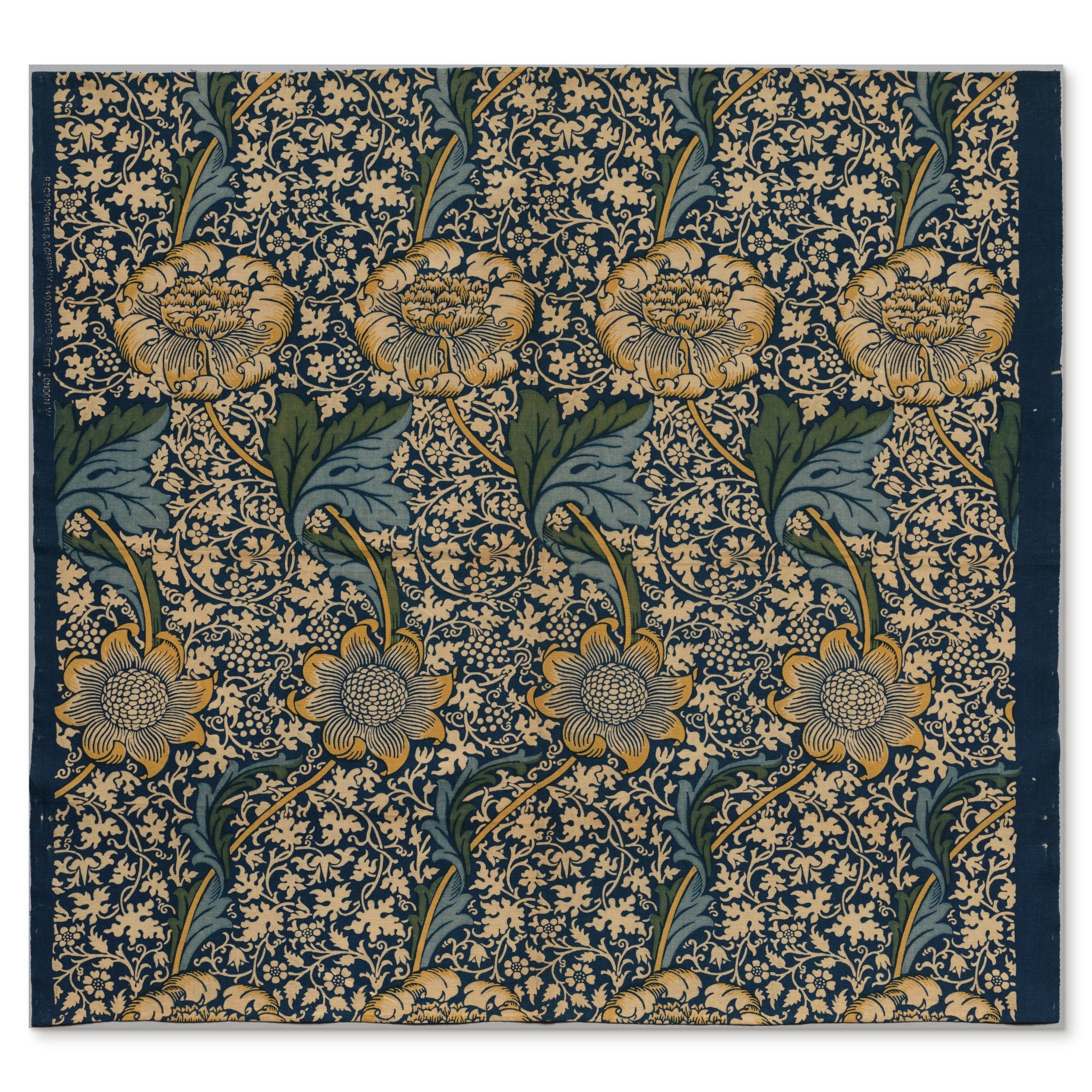 William Morris, Kennet, 1883 — the printed cotton length with its cut and fraying edges