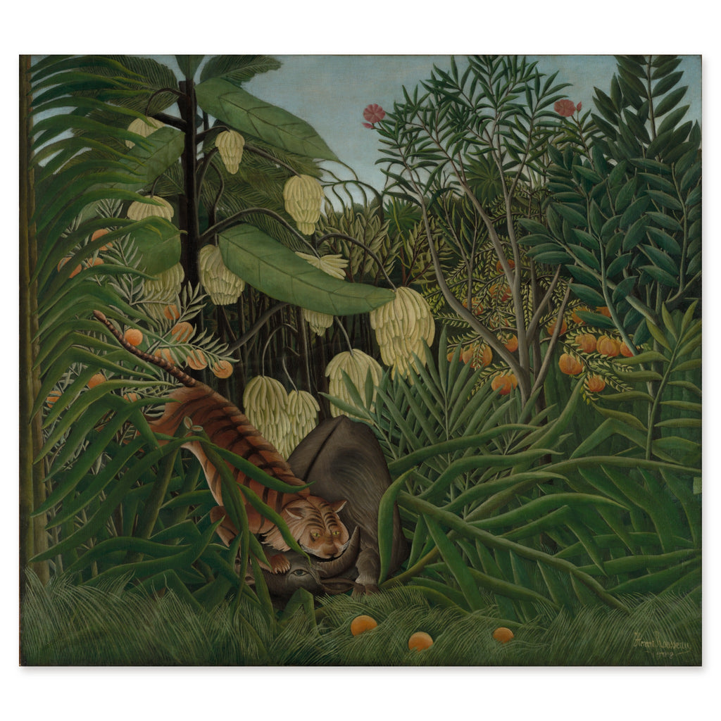 Henri Rousseau, Fight Between a Tiger and a Buffalo, 1908 — the whole canvas, reproduced edge to edge