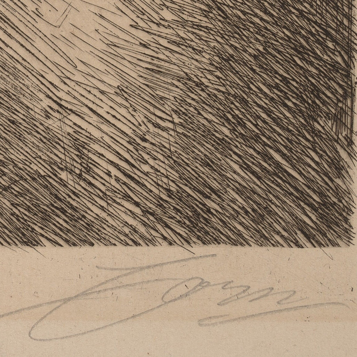 Anders Zorn's pencil signature in the lower right margin of the sheet