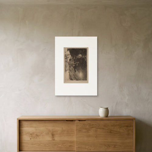 The Waltz print, full uncropped sheet, shown above a sideboard